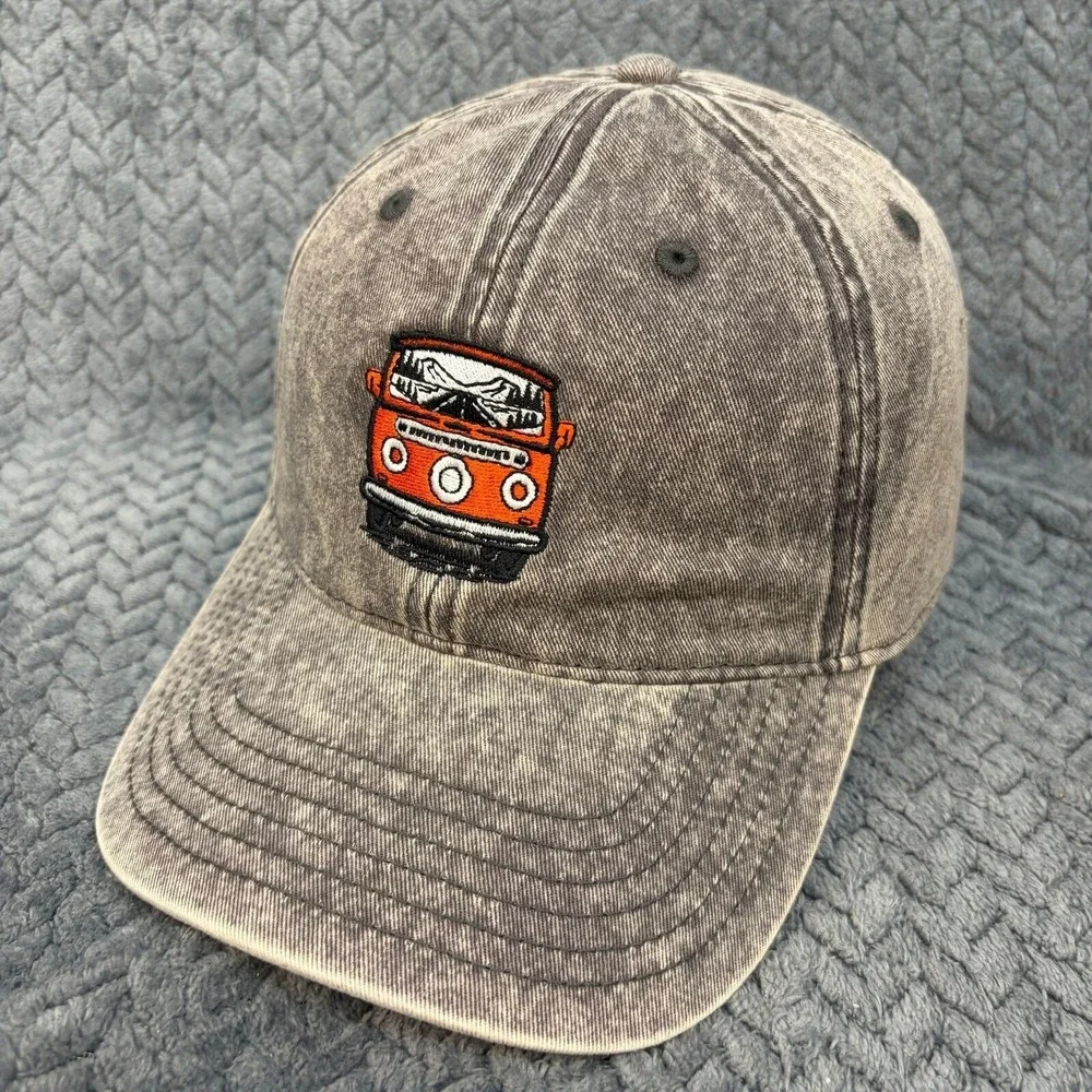 OTTO Cap Grey Acid Wash Camper Van Embroidered Dad Hat Adjustable 18-1248